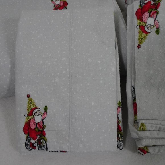 Threshold Flannel Christmas Sheets 4 pc Set King Santa on Bike Soft Warm Holiday - Picture 7 of 9